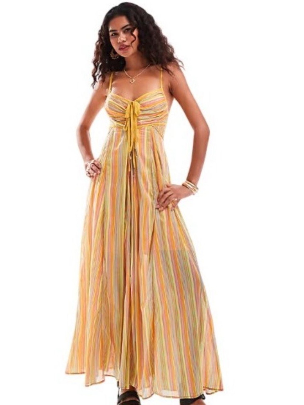 Free people, maxi dress size small, adjustable straps, ties in front, so cute!